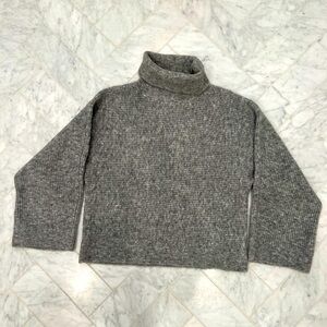 MINNIE ROSE NWT heathered grey wool blend turtleneck wide sleeve sweater size XS